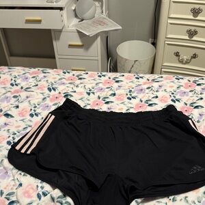 Adidas Black Shorts with Light Pink Accents